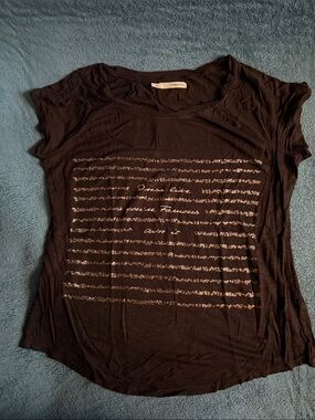 Maurices Relaxed Soft Tee with Silver Stripe Accents on Black